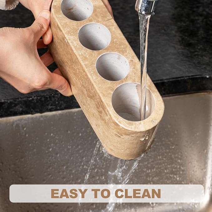 Toothbrush Holder for Bathrooms, 4-Slots Marble Toothbrush and Toothpaste - Image 6