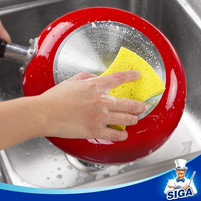 MR.SIGA Heavy Duty Cellulose Scrub Sponge, Dual-Sided Dish Sponge, 12 Pack | - Image 6