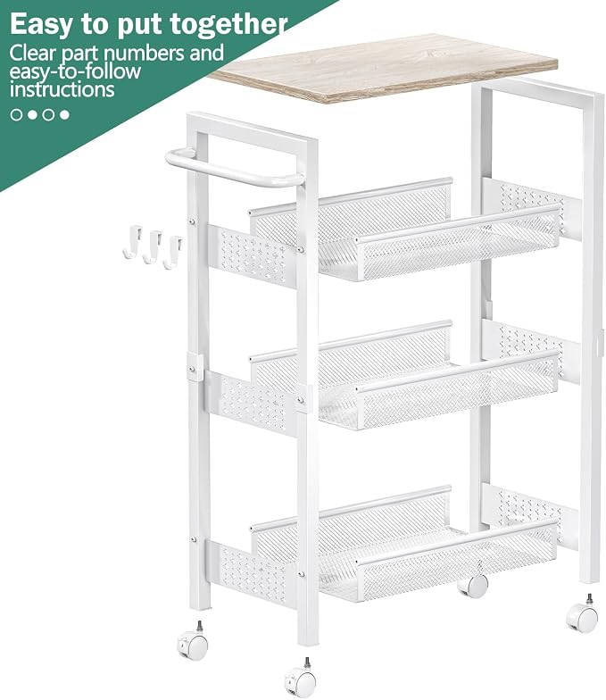 Vivihomety 4-Tier Laundry Utility Rolling Storage Cart - Image 8
