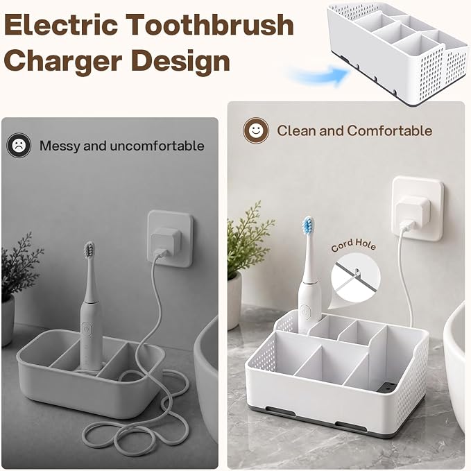Cleangor Countertop Bathroom Organizer, Toothbrush Holder - Image 3