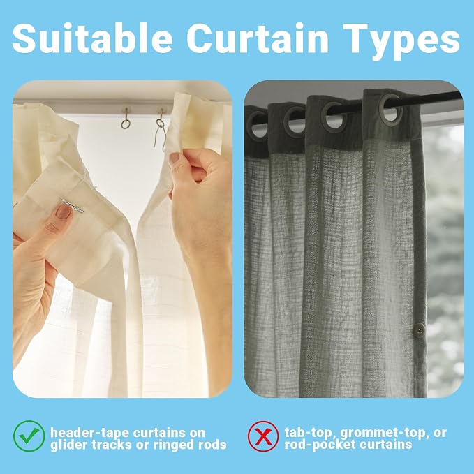 Sopito 58Pcs Curtain Hooks for Door Window Shower Curtain, Durable Metal - Image 3