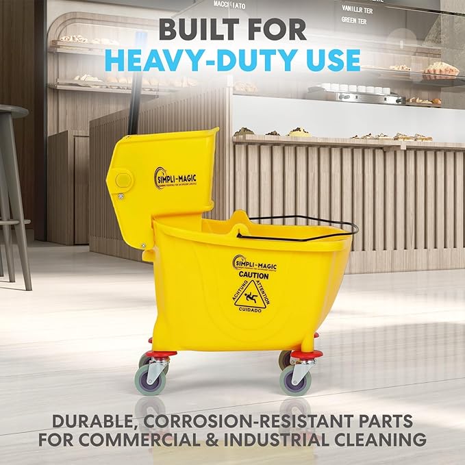 Simpli-Magic Side Press Wringer Combo Commercial Mop Bucket on Wheels, 35 Quart - Image 2