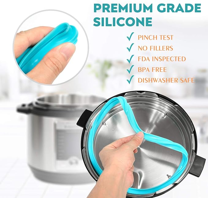 5Qt & 6Qt Pressure Cooker Accessories 3-Pack - Silicone Sealing Ring with Steam Release Valve Compatible with Instanpot Duo, Lux, Duo Plus, Ultra, and Viva Models.