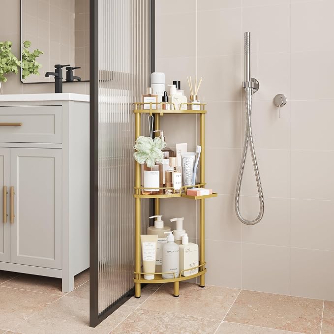 ELYKEN Corner Shower Caddy Standing, 3 Tier Metal Shower Organizer - Image 9