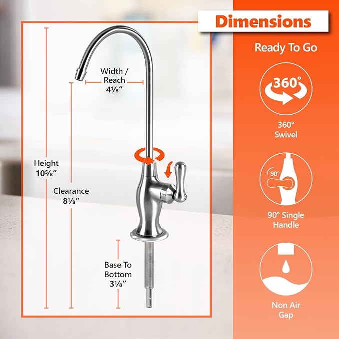 Express Water Deluxe Chrome Faucet, RO System Compatible | Coke-Shaped Faucet - Image 4