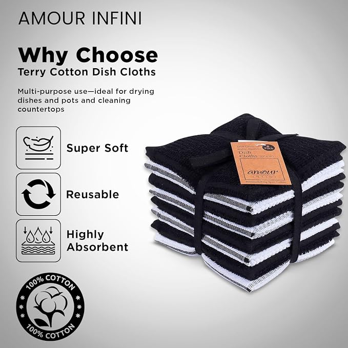 AMOUR INFINI Dish Cloths for Washing Dishes Set of 8 - Image 3