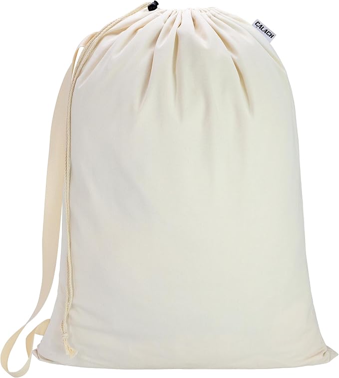Canvas Laundry Bag with Shoulder Strap & Drawstring by CALACH
