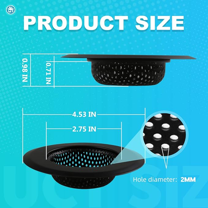 Sink Drain Strainer, Suitable for Most Sink Drains, Anti Clogging - Image 2