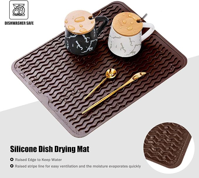 Silicone Dish Drying Mat, Non-Slip Easy Clean Sink Mat, Large Heat-resistant - Image 3