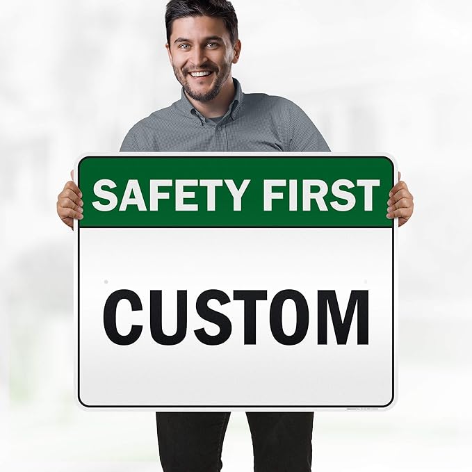 Custom Safety First Sign, Ansi Sign, Osha Compliant, 24x30 Inches, 3M EGP Reflective, Rust Free .080 Aluminum, Fade Resistant, Made in USA by My Sign Center