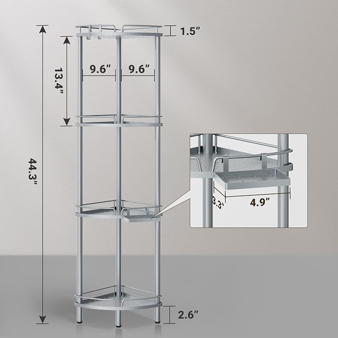 ELYKEN Corner Shower Caddy Standing, 4 Tier Metal Shower Organizer - Image 2