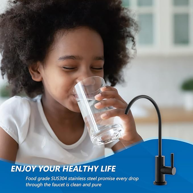 WEWE Drinking Water Faucet for RO System, Matte Black, Non-Air Gap | Lead-Free - Image 3