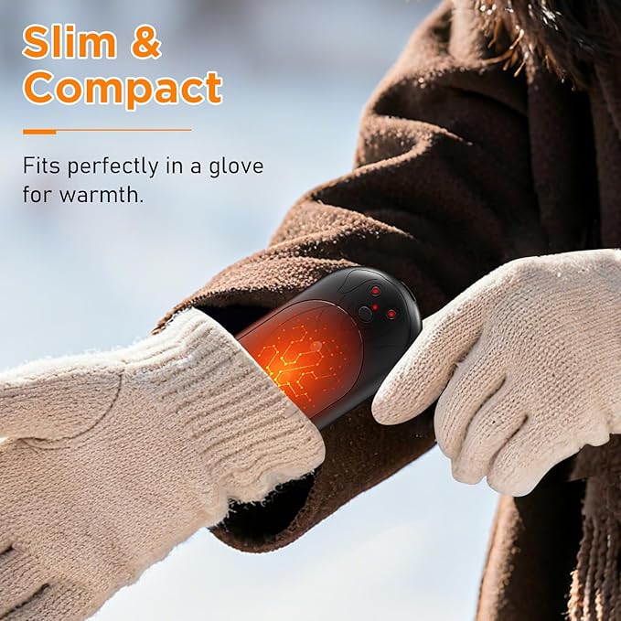 AI Hand Warmers Rechargeable 2 Pack, 6000mAh Electric Pocket Heater with 20H Heating, 3 Levels, Snap-On 2-in-1 Design, Winter Gift for Men & Women, Hiking, Hunting, Outdoor