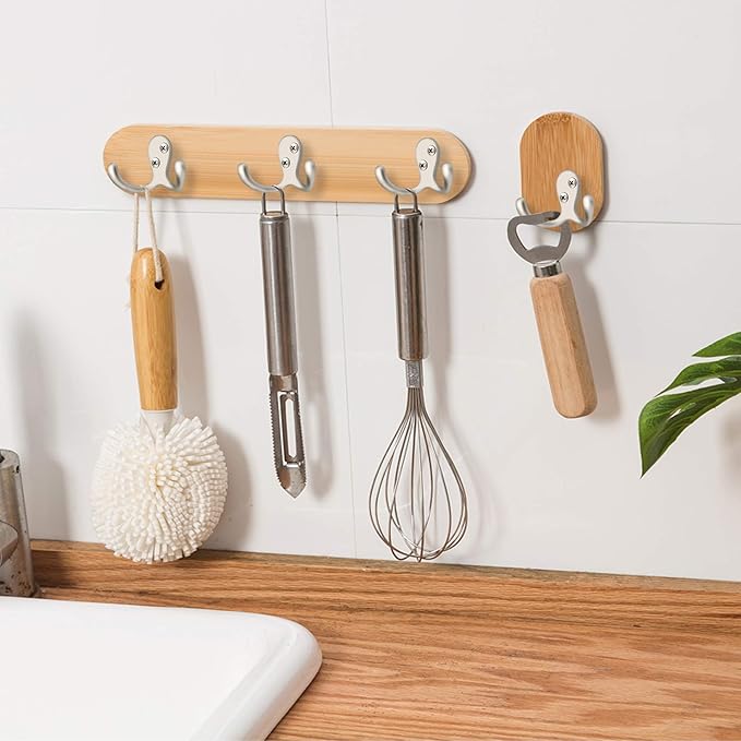 IBosins 20 Pack Silvery Double Prong Coat Hooks Wall Mounted - Image 6