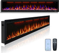 86 inch Electric Fireplace, Smart Fireplace Insert recessed in Wall and Wall Mounted fire Place Heater with Metal Frame, Multicolor Flame & Realistic logs，Thermostat& Timer, 1500W, Black