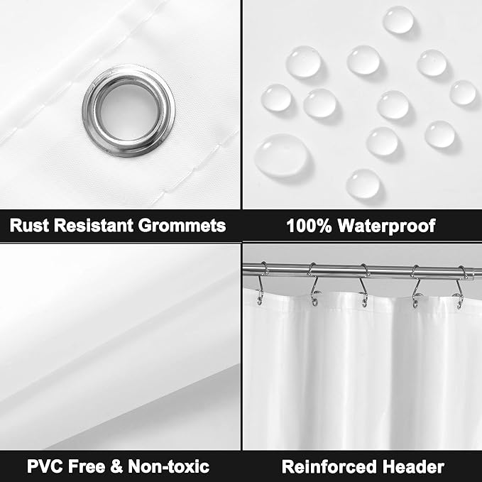Barossa Design White Shower Curtain Liner Standard Size - Image 2