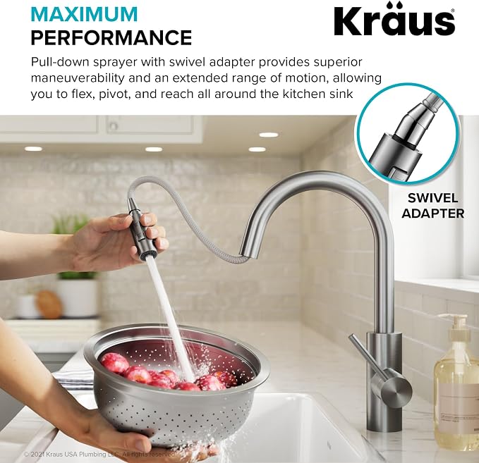 KRAUS Chrome 15 in Single Handle Pull Down Kitchen Faucet KPF-2620CH | - Image 6