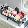 Urackify Extendable Dish Rack, 18.5"-26.7" L x 12.7" W, Dark Slate Gray | by Urackify