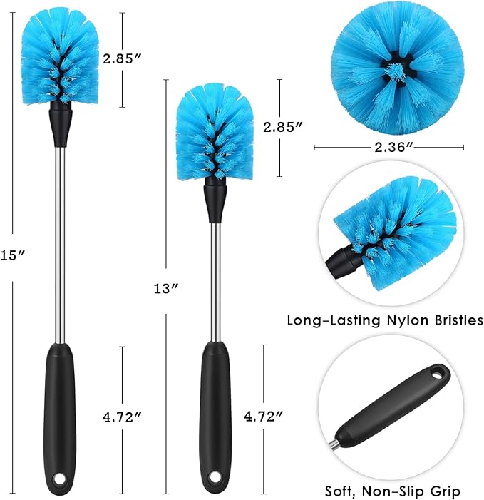 MOSOLAN Stainless Steel Water Bottle Cleaning Scrubbing Brush, 13 in | 2 Pack - Image 3