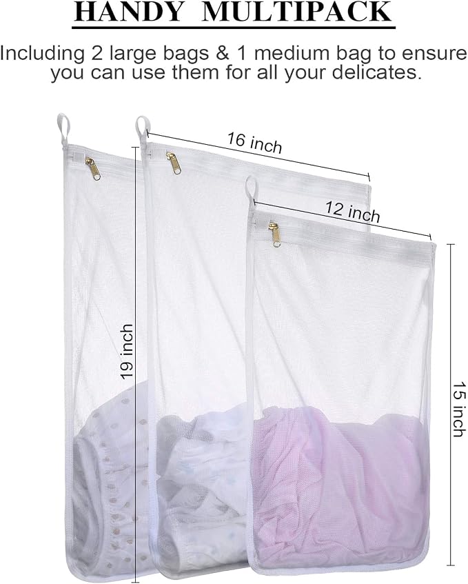 Fine Mesh Laundry Bags for Delicates, 6 Pack Reusable Wash Bags - Image 2