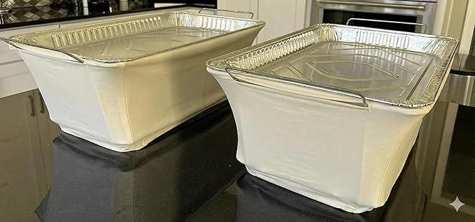 Chafer Wind Guard - 4 Pack Decorative Chafing Dish Wind Guard - Flame Retardant Sterno Rack Covers - Buffet Food Warmer Chafer Covers for Parties - Catering Supplies Buffet Display - Creamy White