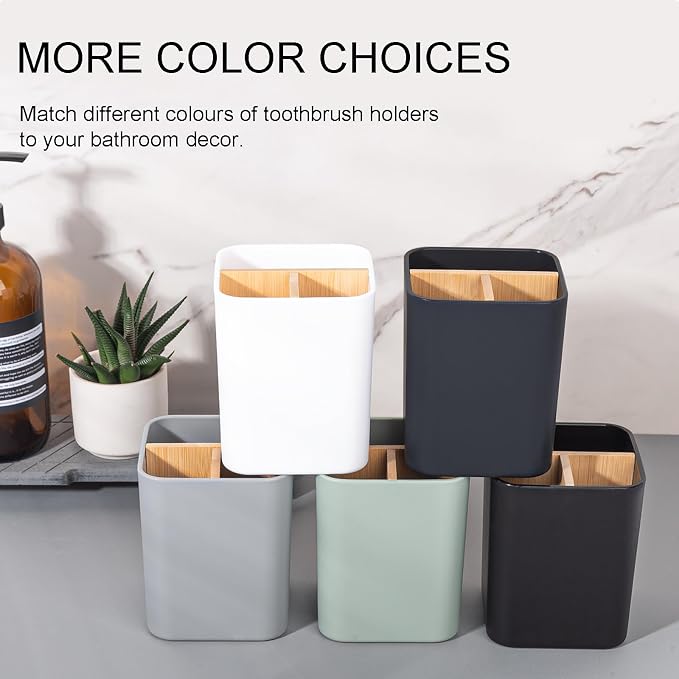 Bamboo Toothbrush Holder for Bathrooms Toothpaste Organizer - Image 5
