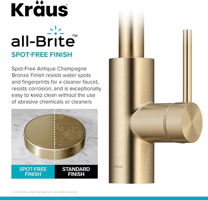 KRAUS Champagne Bronze Pull Down Kitchen Faucet KPF-2620SFACB | QuickDock top - Image 7