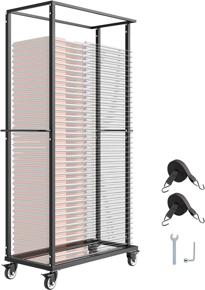 VEVOR Folding Chair Rack, 500 LBS Capacity, Heavy-Duty Chair Cart for 60 Chairs, Metal Chair Storage Dolly Chair Holder with Swivel Casters and Locking Wheels, for Party Event,Hotel,Matte Black