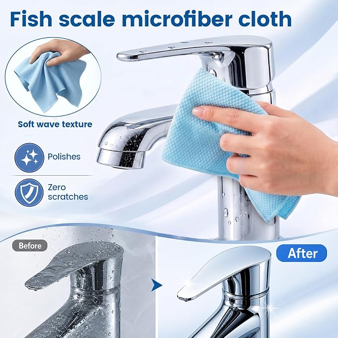 Niveaya Microfiber Glass Cleaning Cloth, Reusable Fish Scale Cloth 8 Pack - Image 5