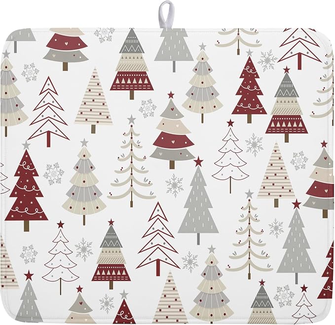 Christmas Tree Dish Drying Mat for Kitchen Counter Christmas Pine Tree Dish by Kawani