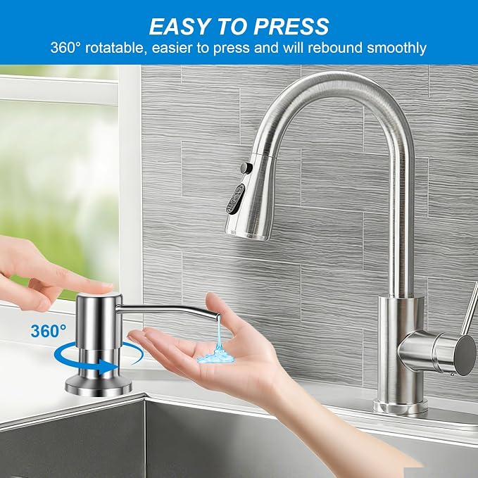 Soap Dispenser for Kitchen Sink, Upgrade Built in Sink Soap Dispenser Brushed - Image 6