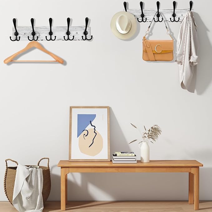 Kuhome Coat Rack Wall Mount Wooden Hat Rack - Image 6
