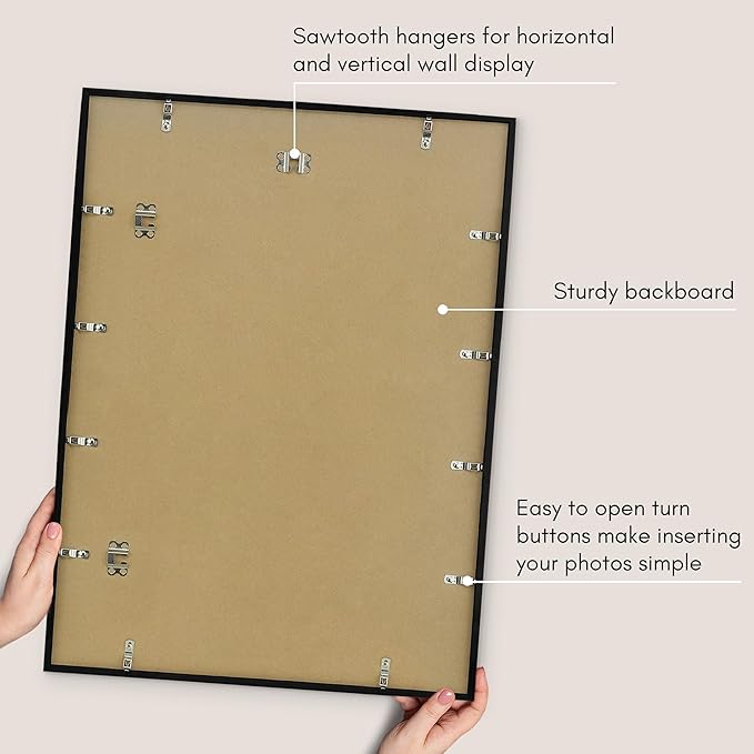 Americanflat 21x28 Poster Frame with Polished Plexiglass - Streamline Collection - Thin Border Picture Frame for Wall Display - Hanging Hardware Included - Black