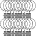 20 Pack Curtain Rings with Clips 1.5" Interior Diameter, Metal Drapery Clips by LULARINE