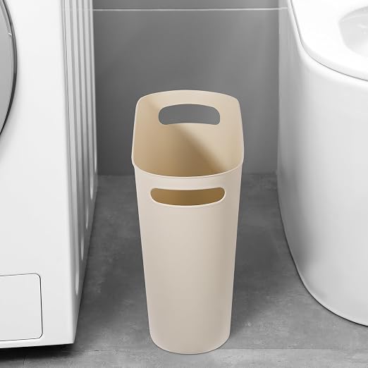 Small Bathroom Trash Can, 3.5 Gallon Slim Garbage Can, 2 Pack Cream | Plastic - Image 3