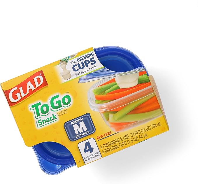 Glad GladWare To-Go Medium Rectangle Snack Containers, 24 Oz, 6-Pk | BPA-free - Image 3