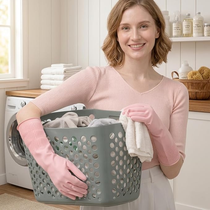 Rubber Dishwashing Gloves, Reusable Cleaning Dish Gloves - Image 4