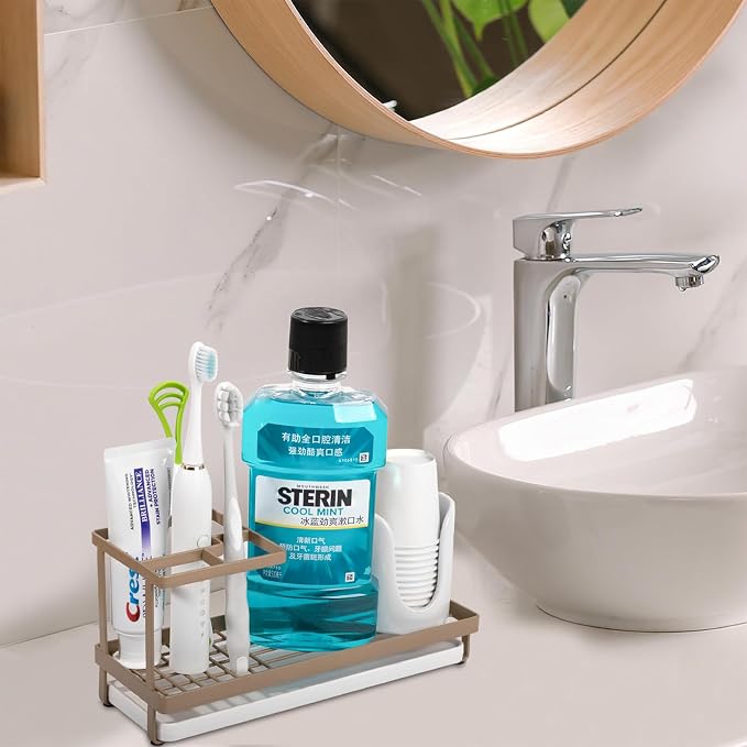 Toothbrush Holders Toothpaste Organizer Bathroom Accessories, 4 Slots, - Image 2