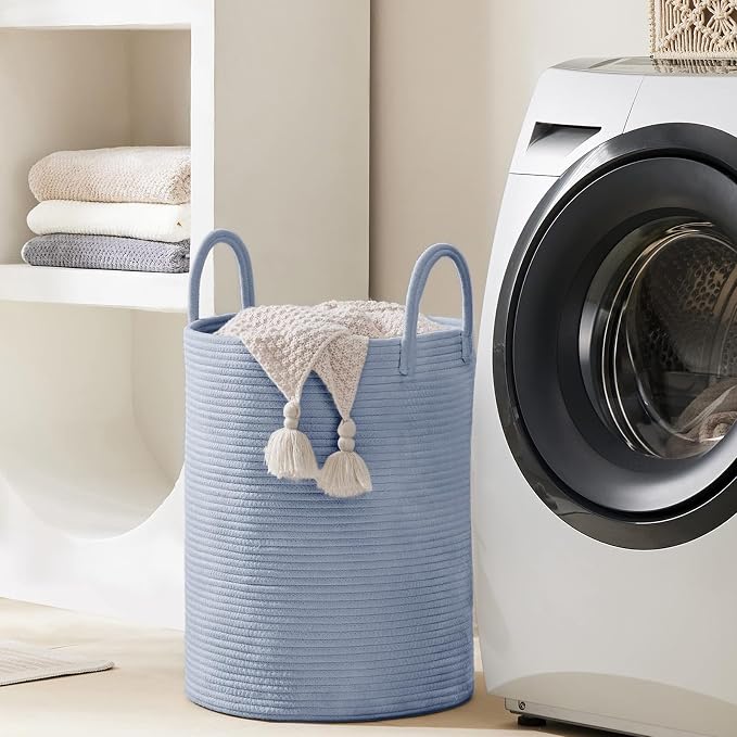 YOUDENOVA Cotton Rope Laundry Hamper Basket, 58L Blanket Basket - Image 6