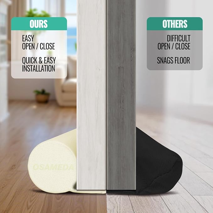 ‌‌OSAMEDA Under Door Draft Stopper Door Sweep Gap Filler Seal 36 Inch Beige | - Image 3