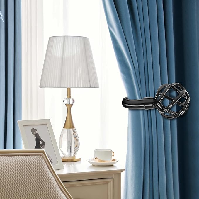 HIKMLK 2pcs Piano Black Metal Curtain Tiebacks - Image 4