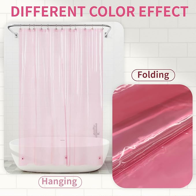 Barossa Design Clear Pink Stall Shower Curtain Liner - Image 2