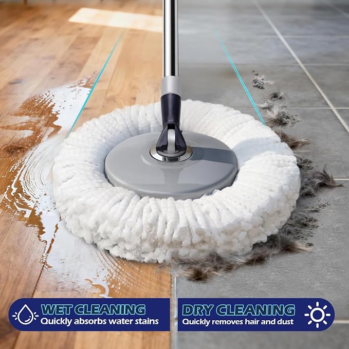 Spin Mop and Bucket Set, Masthome EasyWring Microfiber Spin Mop - Image 4