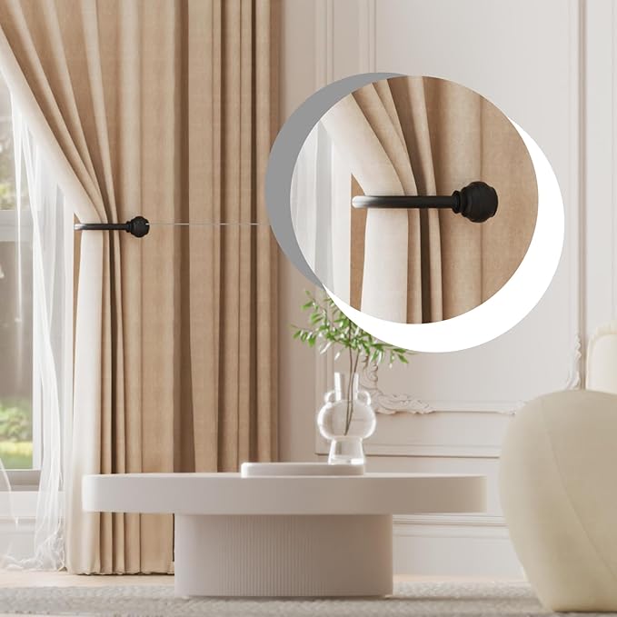 Hion Curtain Holdbacks Black 4pcs, Curtain Tiebacks Wall Mounted Hooks | - Image 4