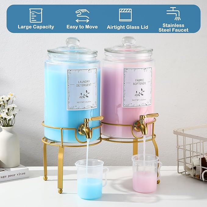 Glass Laundry Detergent Dispenser- 1 Gallon Glass Fabric Softener Dispenser - Image 5
