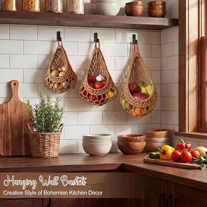 Honeydak 3 Hanging Baskets, Light Linen, Cotton Rope - Image 4