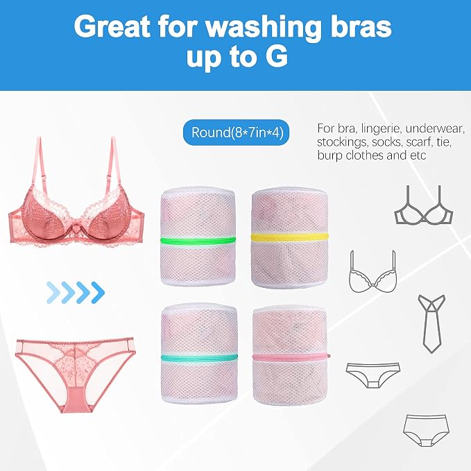 GOGOODA 4 Pack Mesh Laundry Bags, Delicates Bra Washing Bags - Image 5