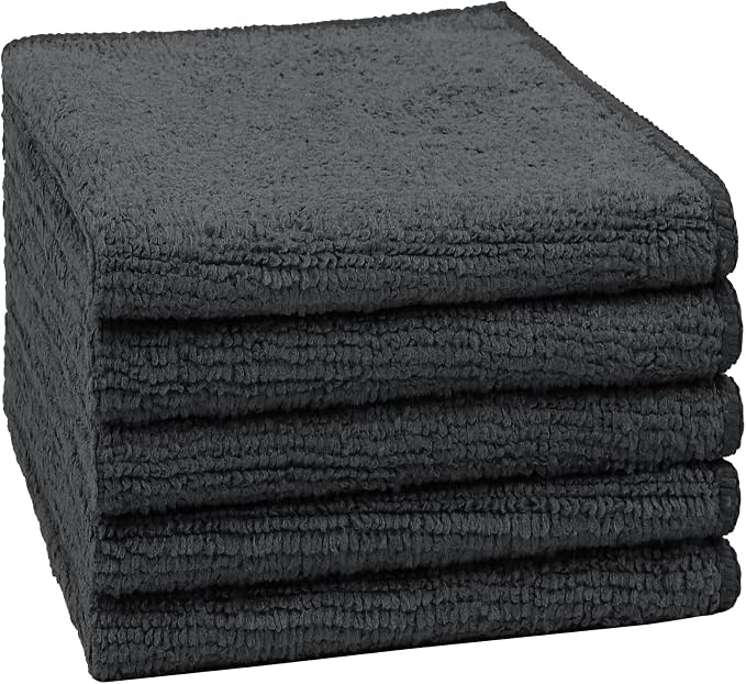 Orighty Washcloths, 5 Pack Microfiber Face Towels, 12x12 Inch Black by AllRightinOrighty