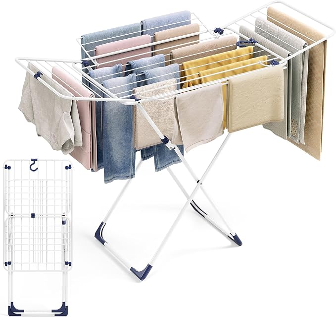 Clothes Drying Rack with 4-Gullwing, 55.12"*37.8"*17.52" | Foldable by APEXCHASER
