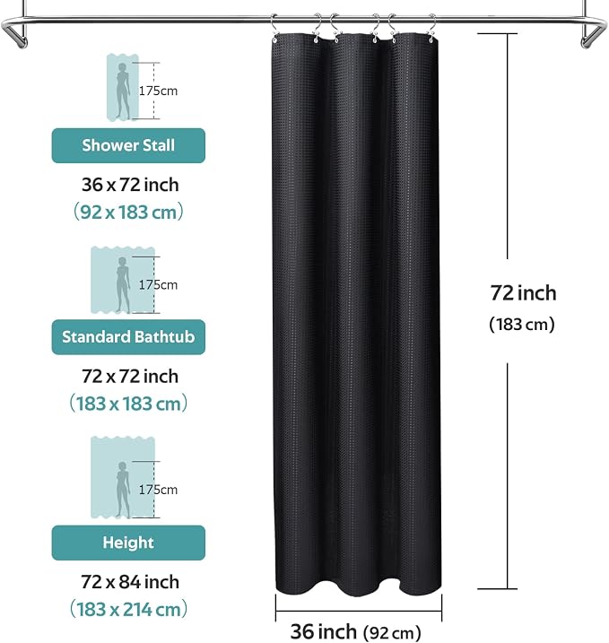 Vipfree 3 in 1 Shower Curtain Set, Waffle Shower Curtain and Liner Set - Image 6